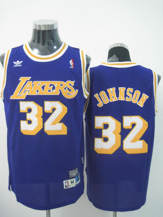  NBA Los Angeles Lakers 32 Magic Johnson Swingman Purple Throwback Jersey